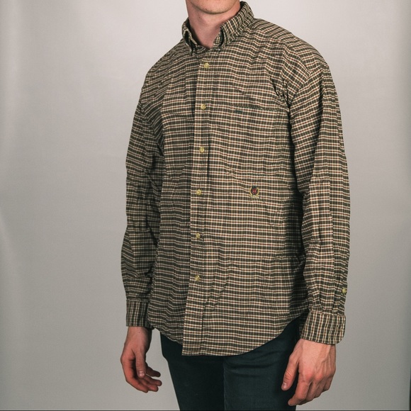 VINTAGE TOMMY HILFIGER PLAID BUTTON DOWN - Picture 1 of 3